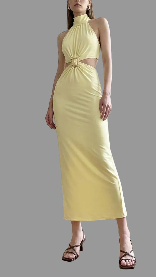 Vestido Largo Halter Cut Out con Hebilla · 6 colores 🖤🤎🍷🌸💙💛