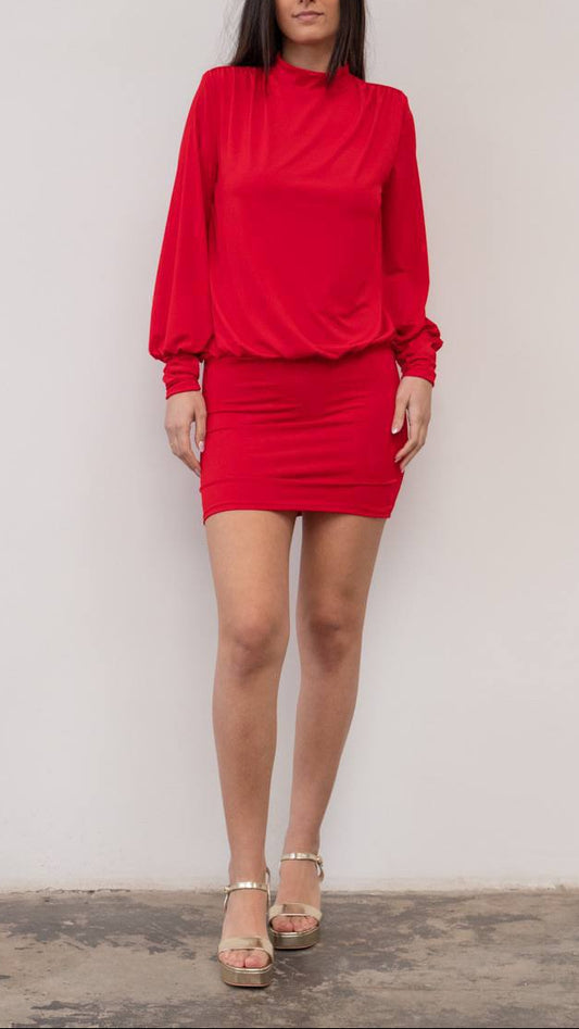 Vestido Corto Drapeado Espalda Abierta · 5 colores  🖤🤎🍷❤️🤍