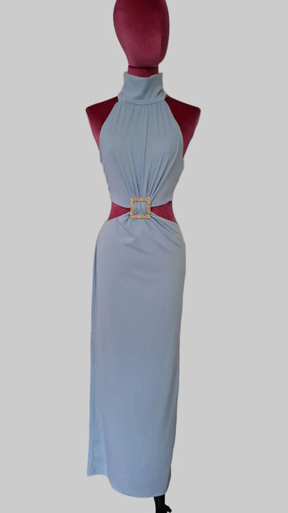 Vestido Largo Halter Cut Out con Hebilla · 6 colores 🖤🤎🍷🌸💙💛