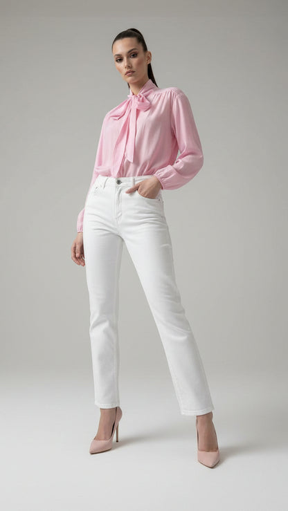 Blusa fluida con lazada frontal