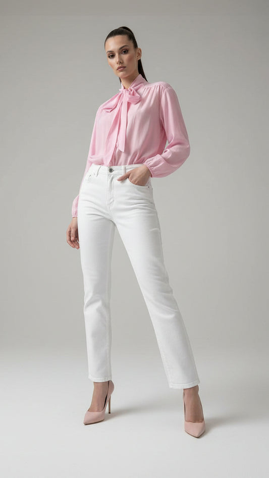 Blusa fluida con lazada frontal