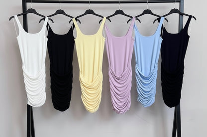 Vestido corto fruncido de tirantes 5 colores