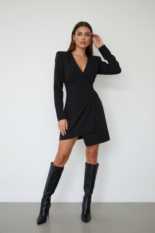 Vestido Blazer Asimétrico Black Frame · Escote en Pico · Tallas S-M