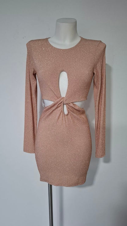 Vestido Corto Brillo Cut-Out Golden Hour · Manga Larga