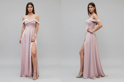 Vestido  Laura  largo con escote cruzado y abertura lateral 4 colores