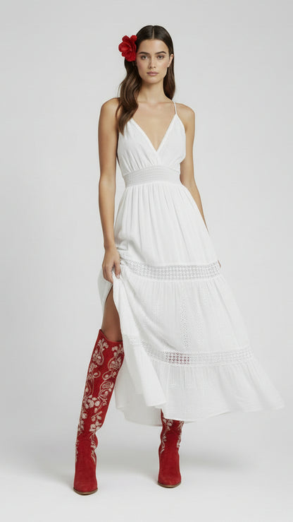 Vestido Largo de Algodón Alma Blanca