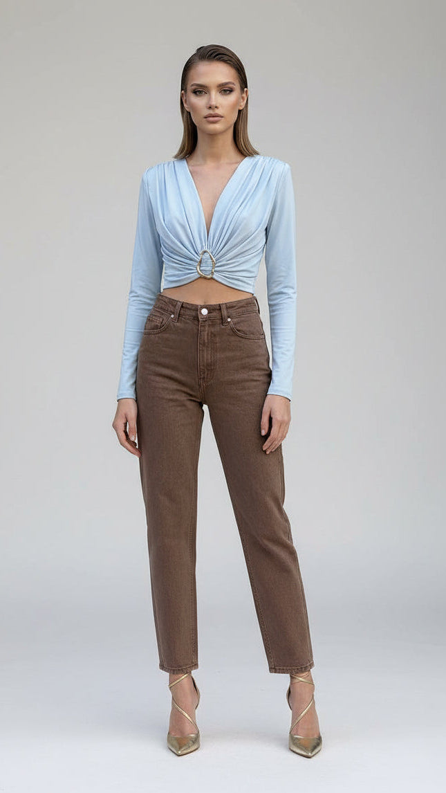 Top Drapeado con Aro Metálico · 3 Colores