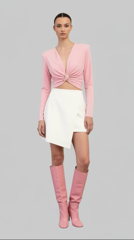 Top Drapeado con Aro Metálico · 3 Colores