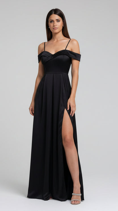 Vestido  Laura  largo con escote cruzado y abertura lateral 4 colores