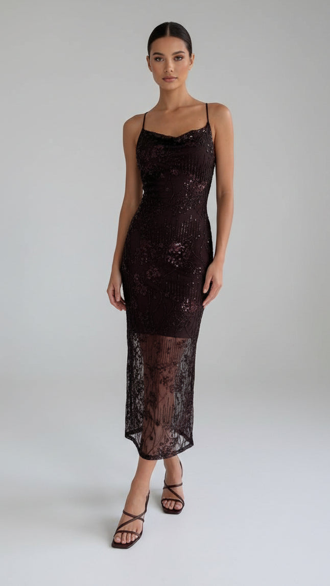 Vestido Largo Bordado con Espalda Cruzada · 5 Colores