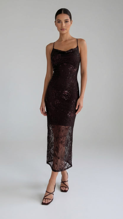 Vestido Largo Bordado con Espalda Cruzada · 5 Colores