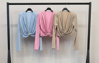 Top Drapeado con Aro Metálico · 3 Colores