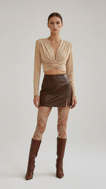 Top Drapeado con Aro Metálico · 3 Colores