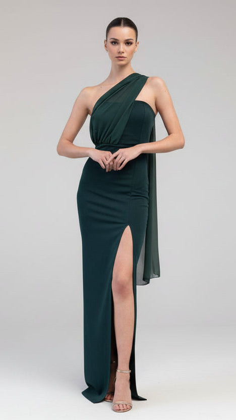 Vestido Largo Asimétrico  Chal