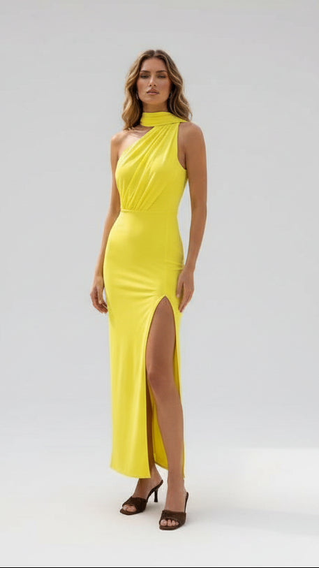 Vestido Largo Asimétrico  Chal