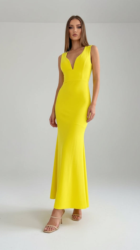 Vestido Largo Escote Pronunciado