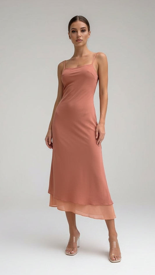 Vestido + Chal Fluido (2 piezas)