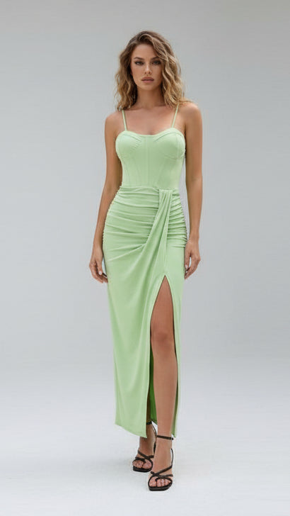 Vestido largo corset drapeado