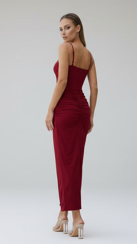 Vestido largo corset drapeado