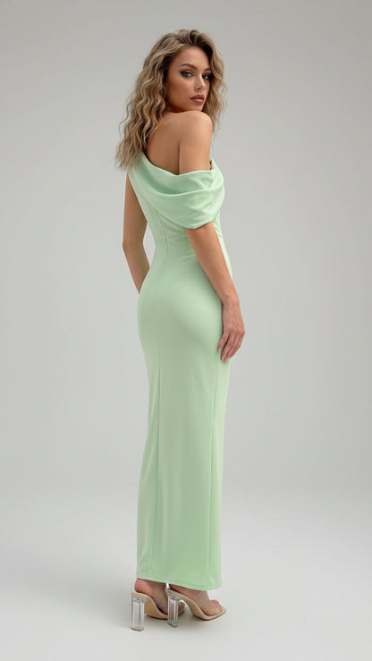 Vestido Largo Asimétrico Drapado