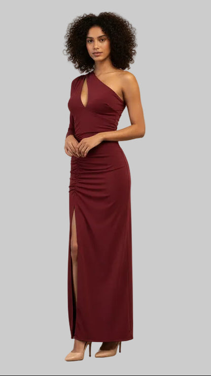 Vestido Largo Asimétrico con Abertura