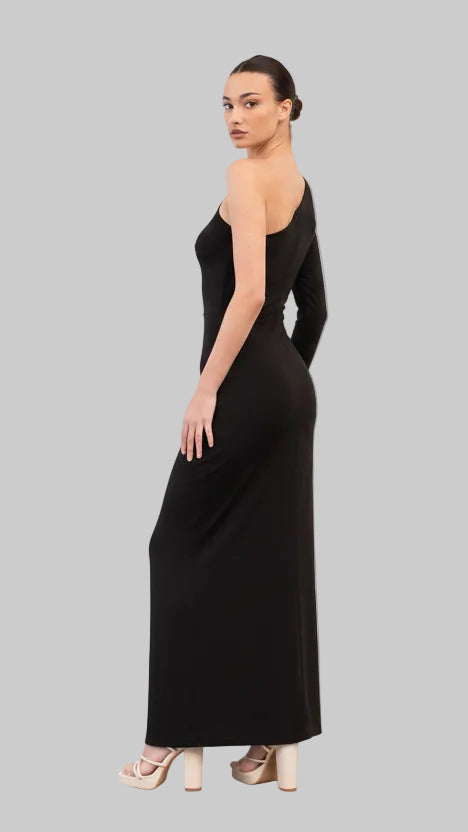 Vestido Largo Asimétrico con Abertura