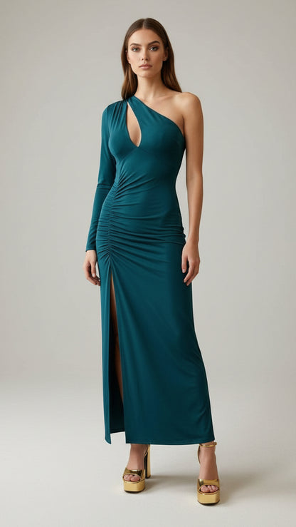 Vestido Largo Asimétrico con Abertura