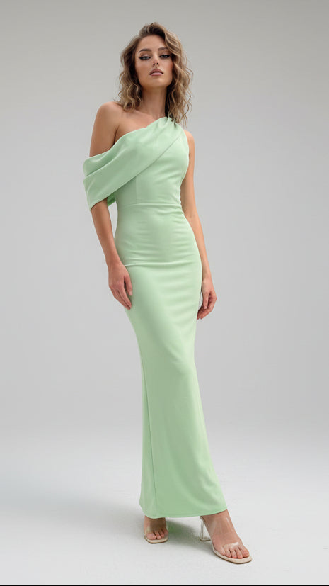 Vestido Largo Asimétrico Drapado