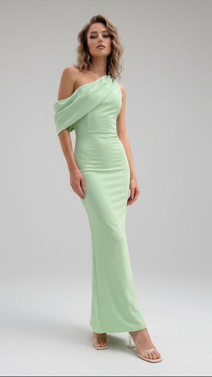 Vestido Largo Asimétrico Drapado