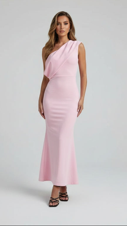 Vestido Largo Asimétrico Drapado