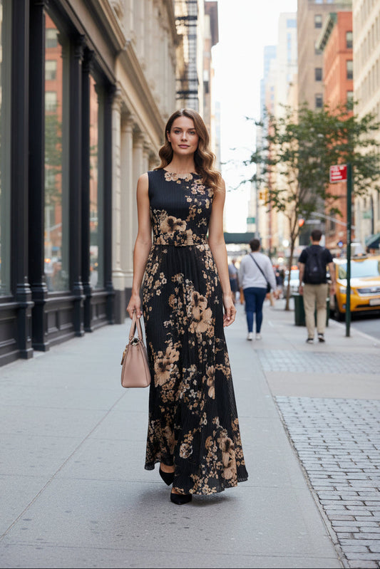 Maxi Vestido "Jardín Plisado"