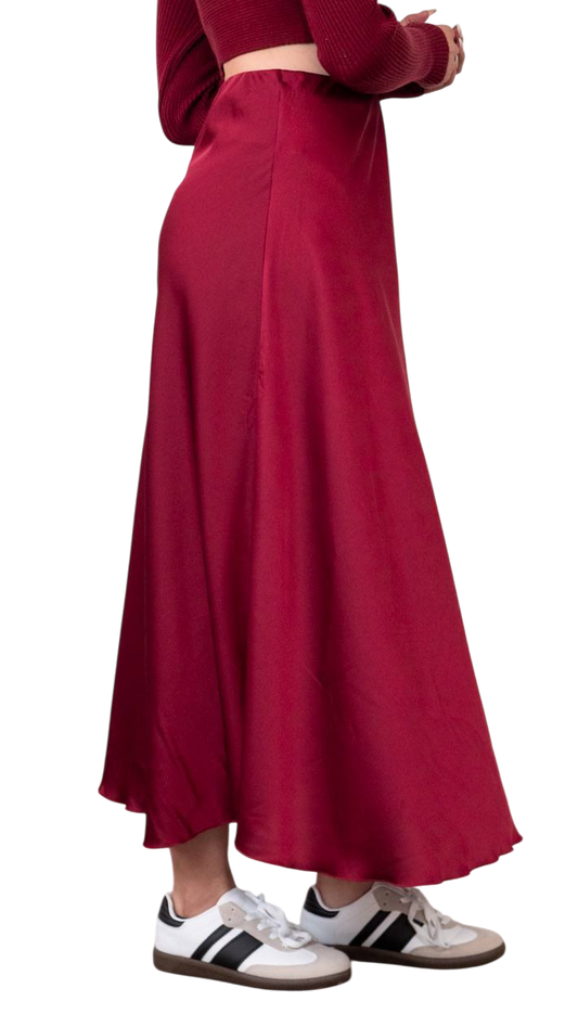 Falda Satinada Midi – 3 Colores
