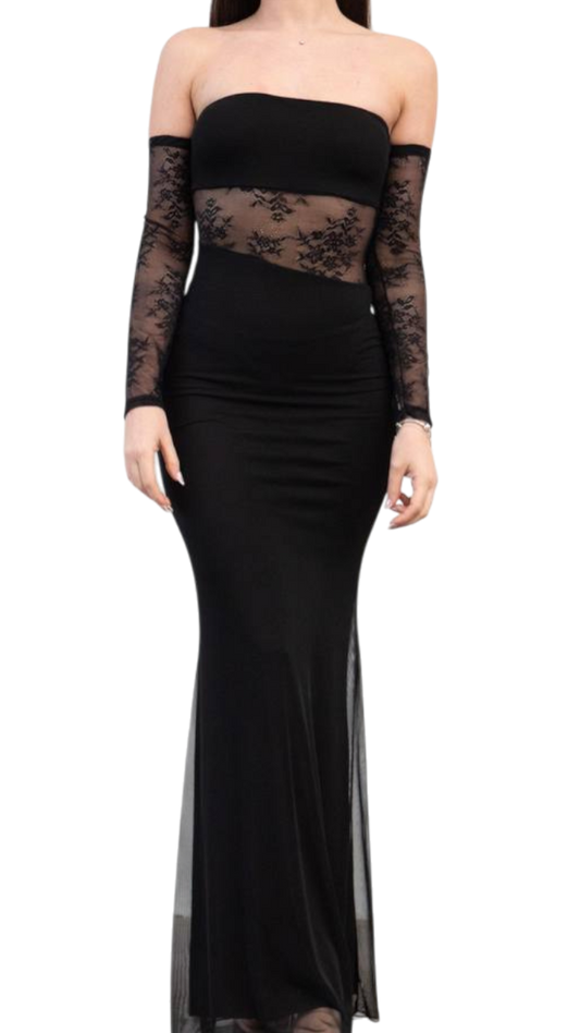 Robe longue en dentelle Double élégance