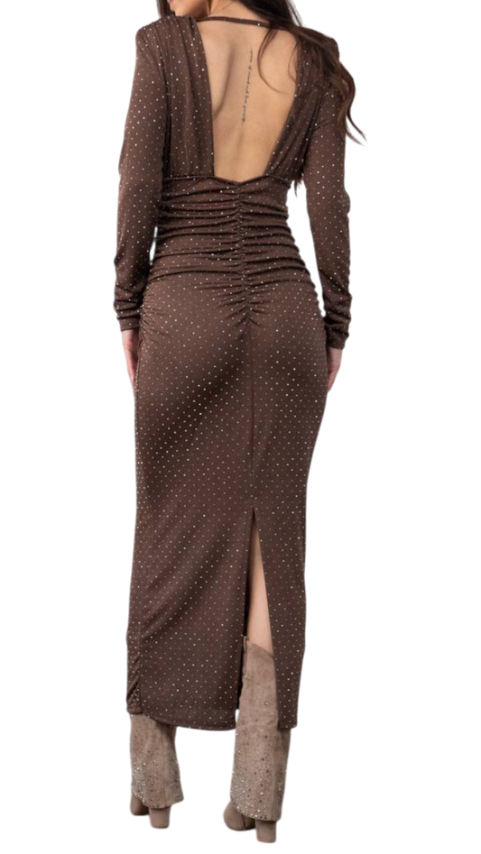 ✨ Robe drapée à paillettes chocolat ✨