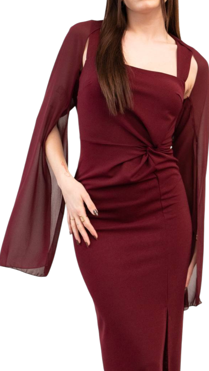 Robe drapée marron chocolat + veste boléro ✨